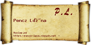Pencz Léna névjegykártya